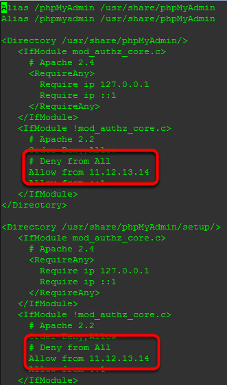 Configuring phpMyAdmin