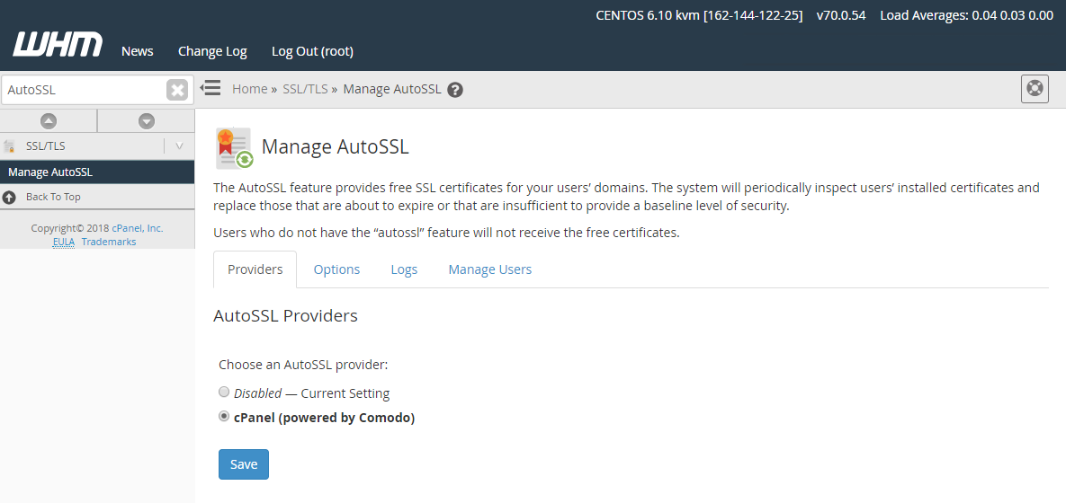 Select autossl provider